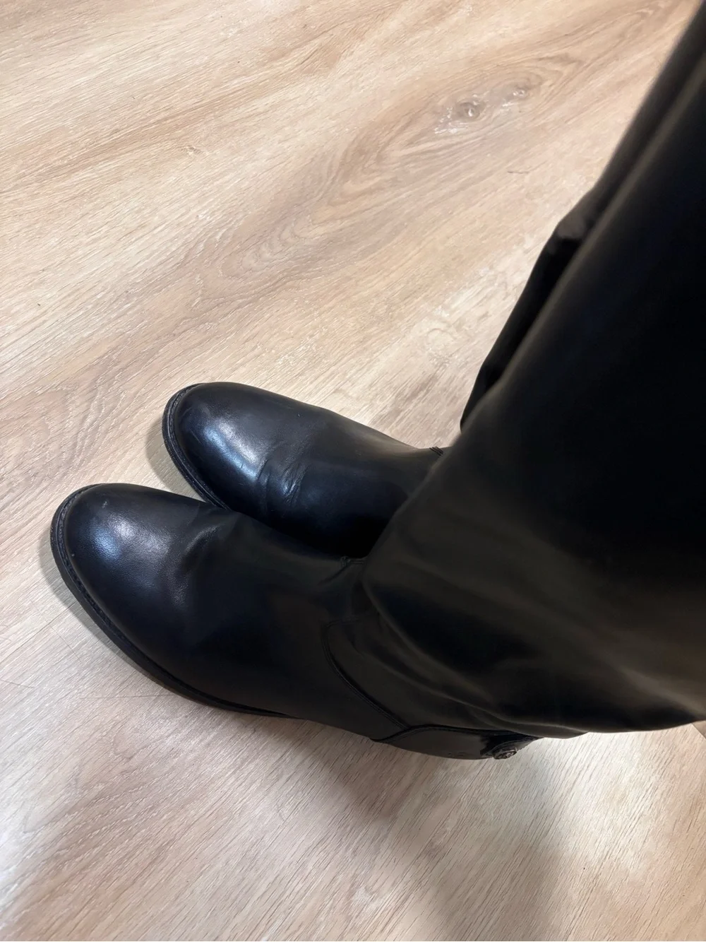$388 Frye Women’s Melissa Black Leather Snap w/Zip Back Riding Boots -Size 8.5
